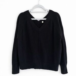 Margaret O’Leary Black Cashmere Double V-Neck Sweater Size L